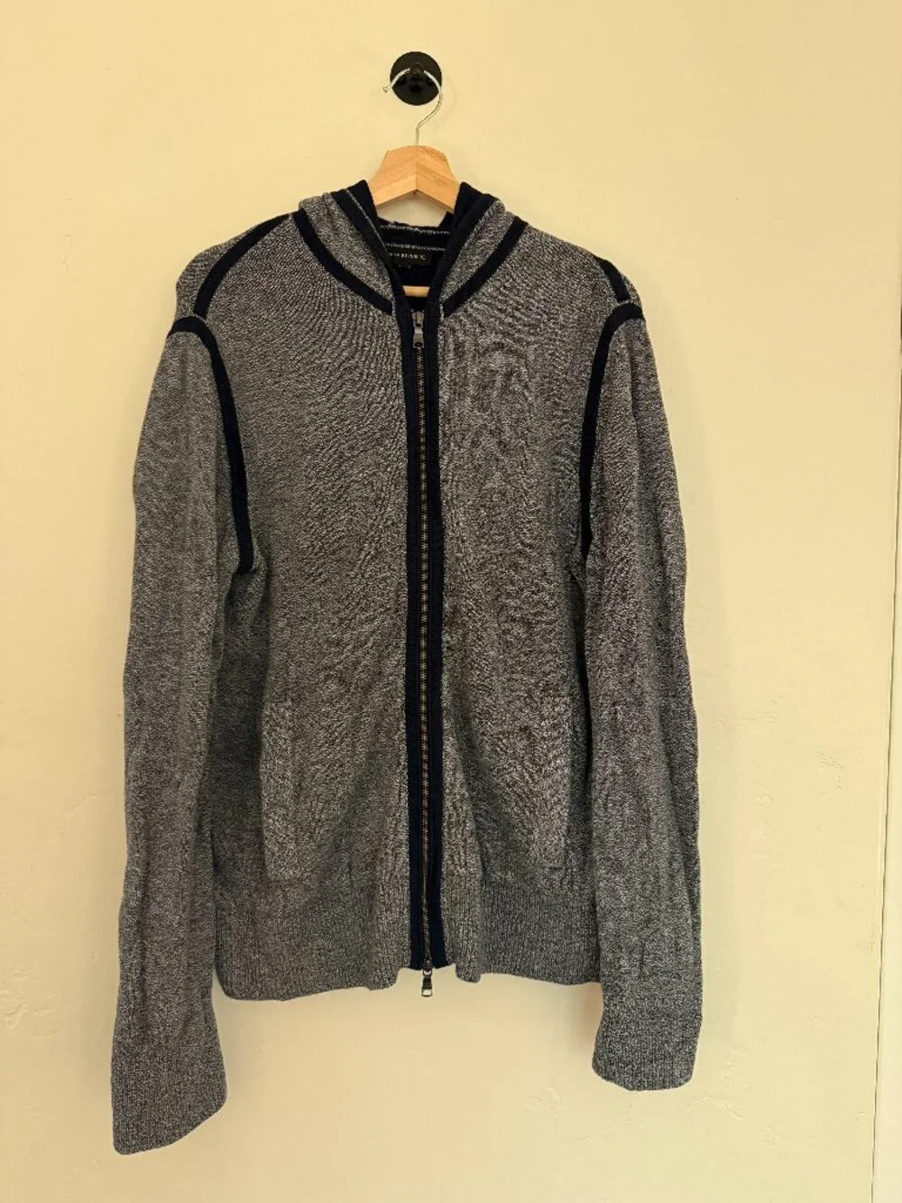 Banana Republic Gray Full-Zip Hooded Sweater